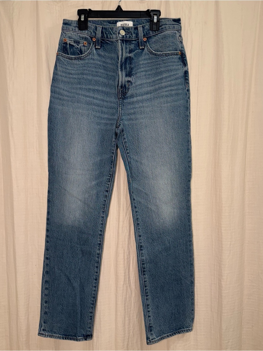 Pistola Mid Wash High-Rise Straight Jeans - Blue
